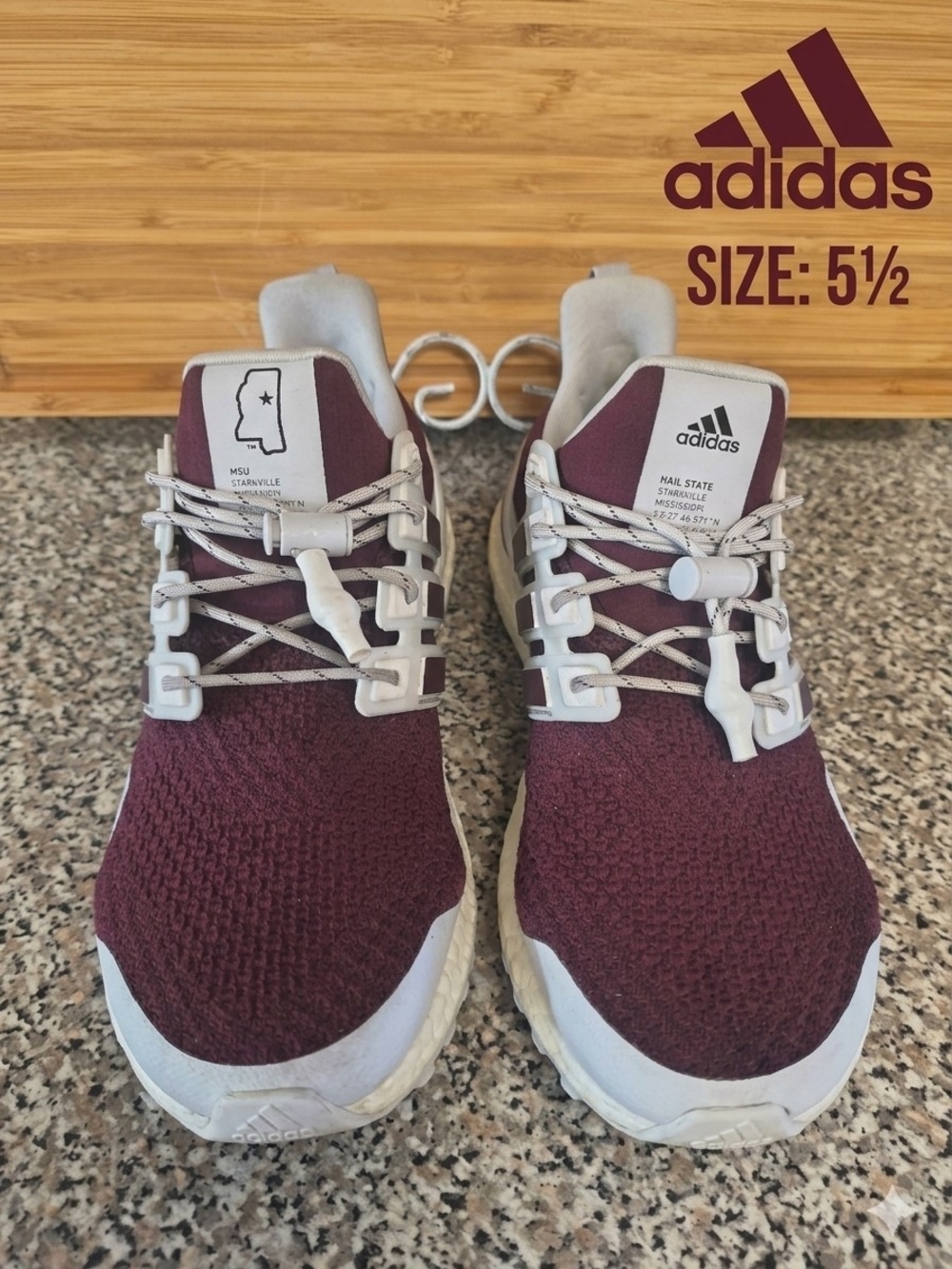 adidas UltraBoost 1.0 Mississippi State Bulldogs Maroon Sneaker Women's 6.5